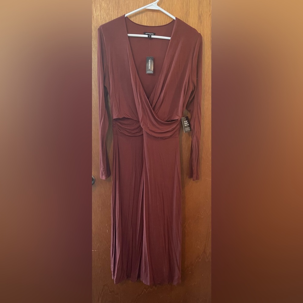NWT, knit, midi-length Express dress. Color Henna.